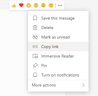 Copy link to a Teams Channel message